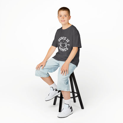 “Dance Is in My Bones” Halloween Dance T-Shirt with Cute Skeleton Heart Graphic - Kids Heavy Cotton™ Tee