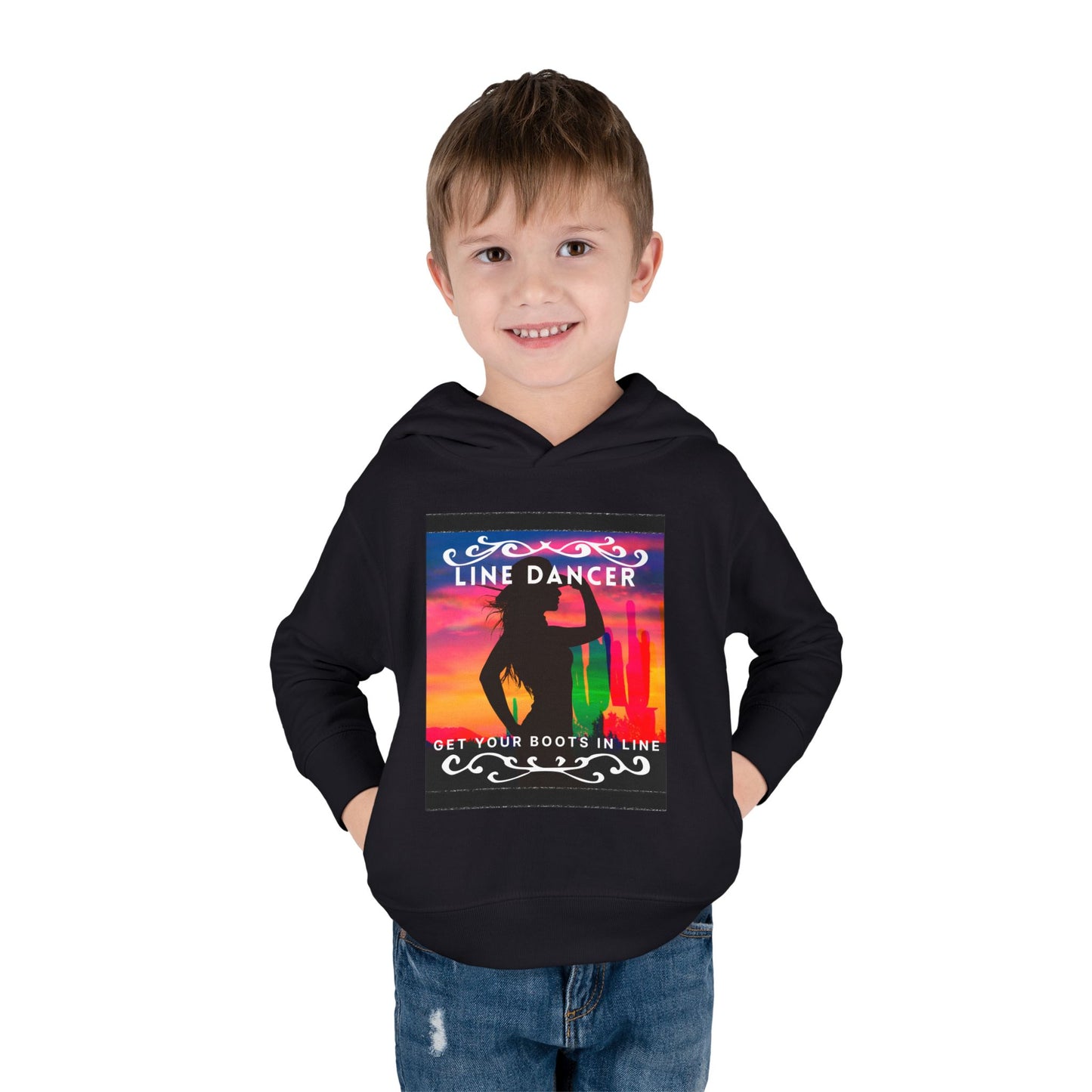 "Line Dancer, Get Your Boots in Line" Streetwear Dance Graphic – Toddler Pullover Hoodie