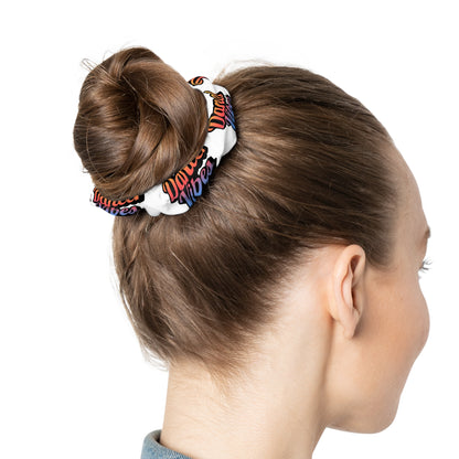 “Dancer Vibes” Scrunchie – Colorful Text Dance Hair Accessory for Performers and Dance Lovers
