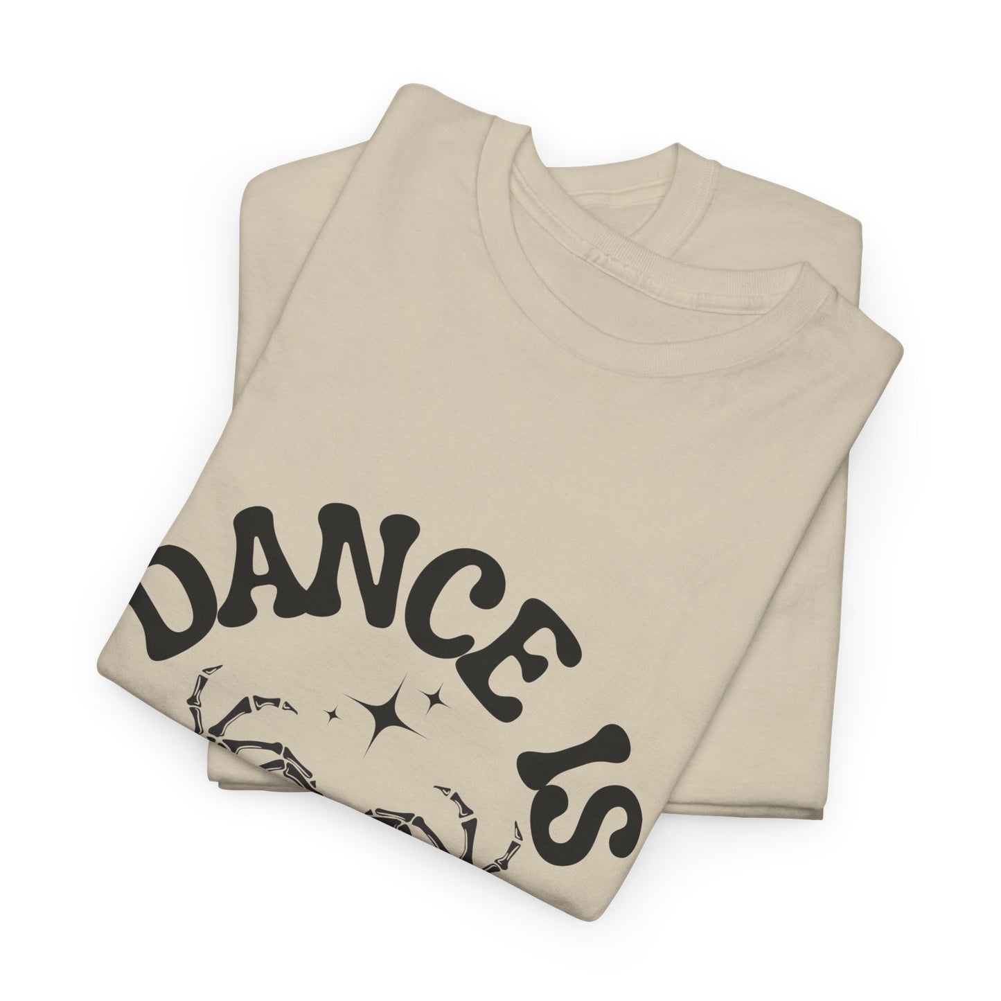 “Dance Is in My Bones” Halloween Dance T-Shirt with Cute Skeleton Heart Graphic - Unisex Heavy Cotton Tee