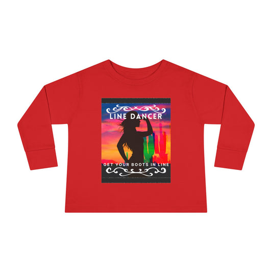 "Line Dancer – Get Your Boots in Line" Toddler Dance T-Shirt – Western-Inspired Long Sleeve Tee for Kids