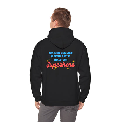 "Dance Mom" Superhero Hoodie – Floral Front Graphic & Fun Back Design | Unisex Hooded Sweatshirt for Proud Dance Parents