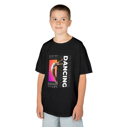 “Dancing” Youth Short Sleeve T-Shirt – Streetwear-Inspired Female Dancer Graphic – Stylish Kids Dance Apparel Tee