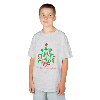 "Christmas Tree Dancer Silhouette" YOUTH TEE Short Sleeve – Festive Ballet & Dance Holiday Tee for Dancers, Teachers, and Studios