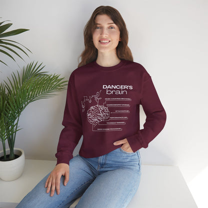 “Dancer’s Brain” Funny Dance Anatomy Sweatshirt – Unisex Heavy Blend Crewneck with Optional Name or Studio Personalization