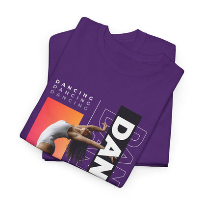 “Dancing” Streetwear-Inspired Female Dancer Unisex Heavy Cotton Tee – Urban Dance Graphic T-Shirt for Performers and Dance Lovers