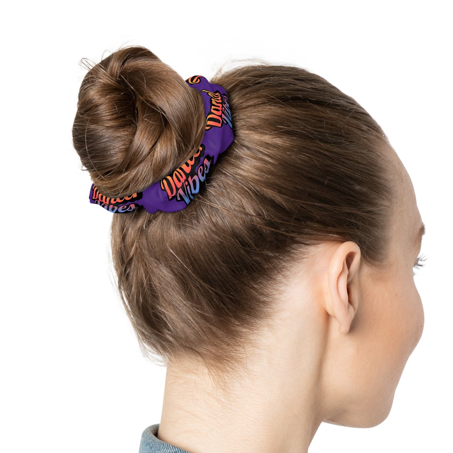 “Dancer Vibes” Scrunchie – Colorful Text Dance Hair Accessory for Performers and Dance Lovers