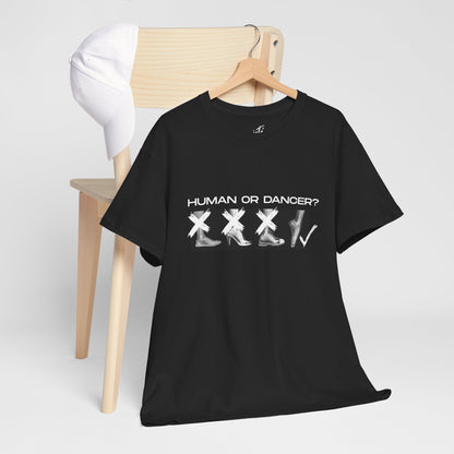 “Human or Dancer” X-Ray Pointe Shoe T-Shirt – Cute Ballet-Inspired Unisex Heavy Cotton Tee with Optional Back Personalization (Name or Studio)