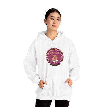 “Life Without Dance is Pointeless" Unisex Heavy Blend Hooded Sweatshirt – Cute Capybara Graphic Hoodie for Adults and Teens