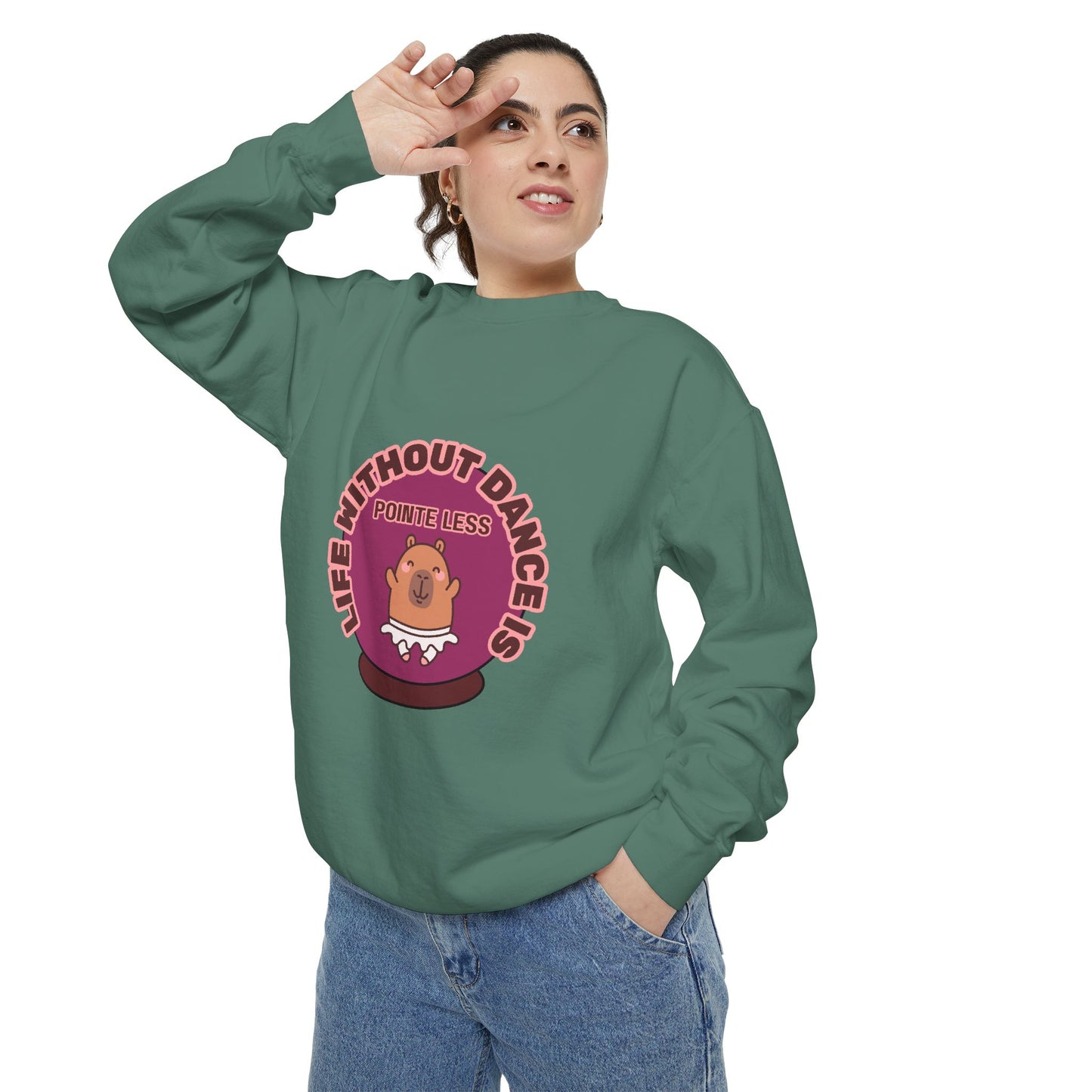 "Life Without Dance Is Pointeless" Unisex Lightweight Crewneck Sweatshirt – Bold Retro Ballet Pun Graphic Pullover for Dancers & Dance Lovers