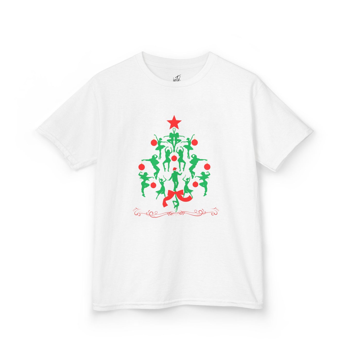 "Christmas Tree Dancer Silhouette" YOUTH TEE Short Sleeve – Festive Ballet & Dance Holiday Tee for Dancers, Teachers, and Studios