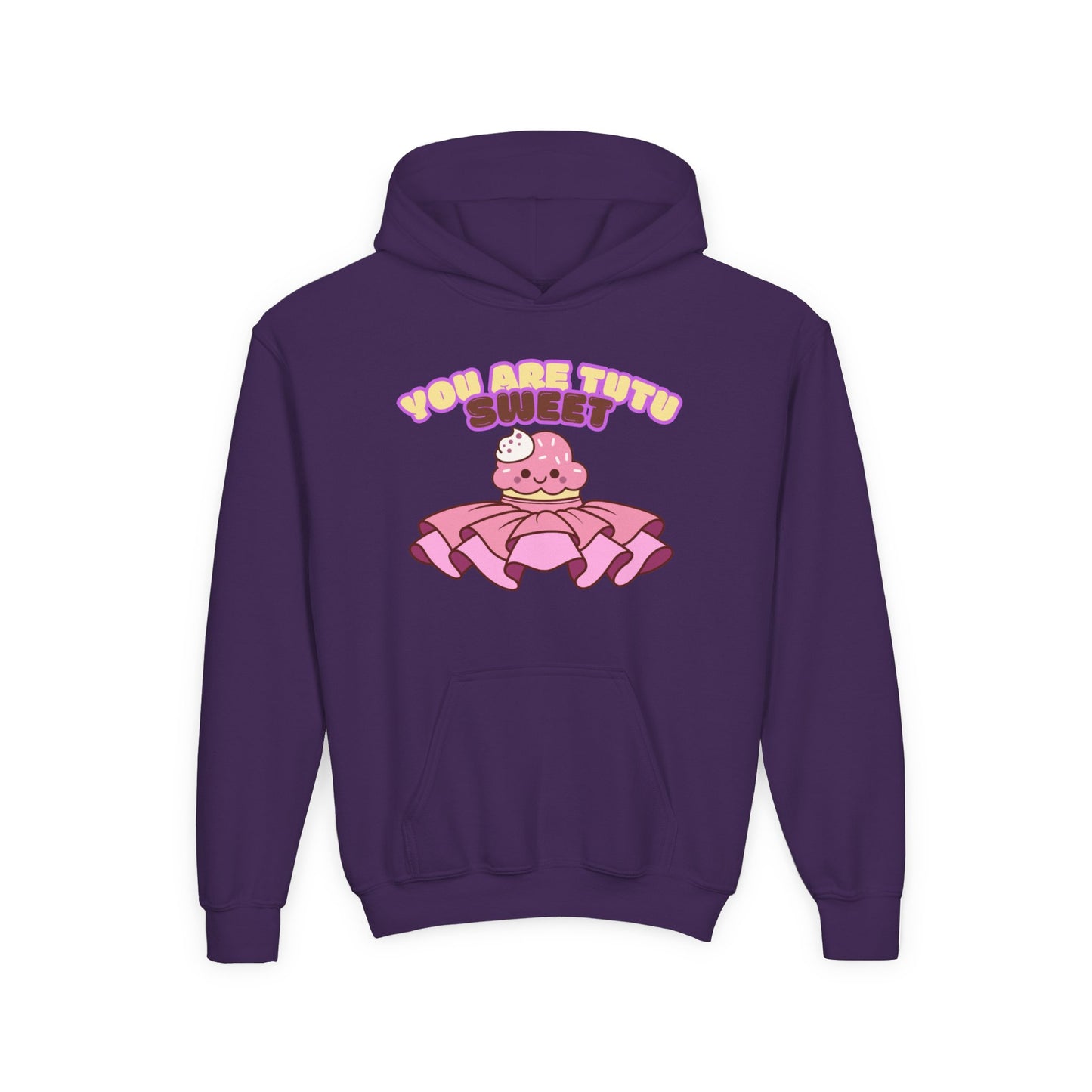 "You Are Tutu Sweet" Youth Hooded Sweatshirt – Kawaii Cupcake in Tutu Dance Graphic Hoodie for Kids and Teens