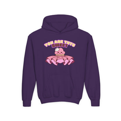 "You Are Tutu Sweet" Youth Hooded Sweatshirt – Kawaii Cupcake in Tutu Dance Graphic Hoodie for Kids and Teens