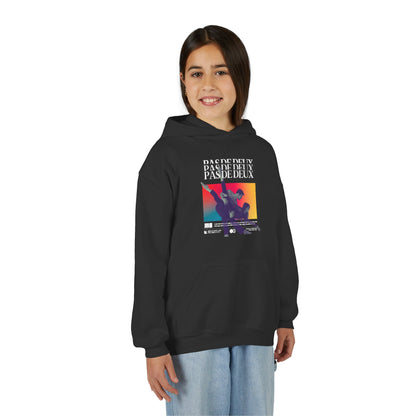 “Pas De Deux” Ballet Term Definition with Pair of Dancers Graphic | Unisex Youth Hoodie – Streetwear-Inspired Ballet Dance Hoodie for Kids & Young Performers