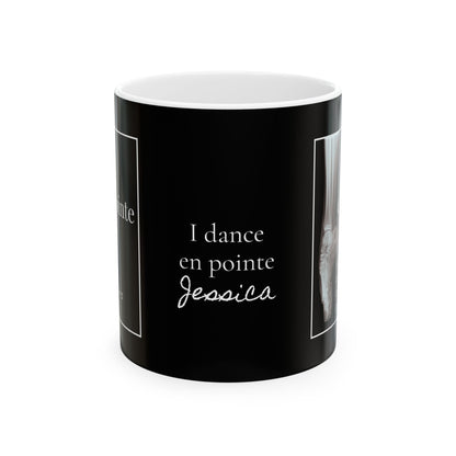 “I Dance En Pointe” Accent Coffee Mug – Ballet-Themed Personalized Mug with X-Ray Foot Design for Dancers, Teachers, and Ballet Lovers