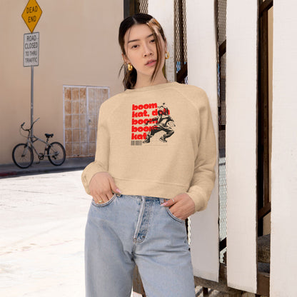 “Boom Kat” Bold Streetwear-Inspired Dance Graphic | Hip-Hop & Jazz Dance Sweatshirt for Dancers & Enthusiasts - Women’s Cropped Sweatshirt