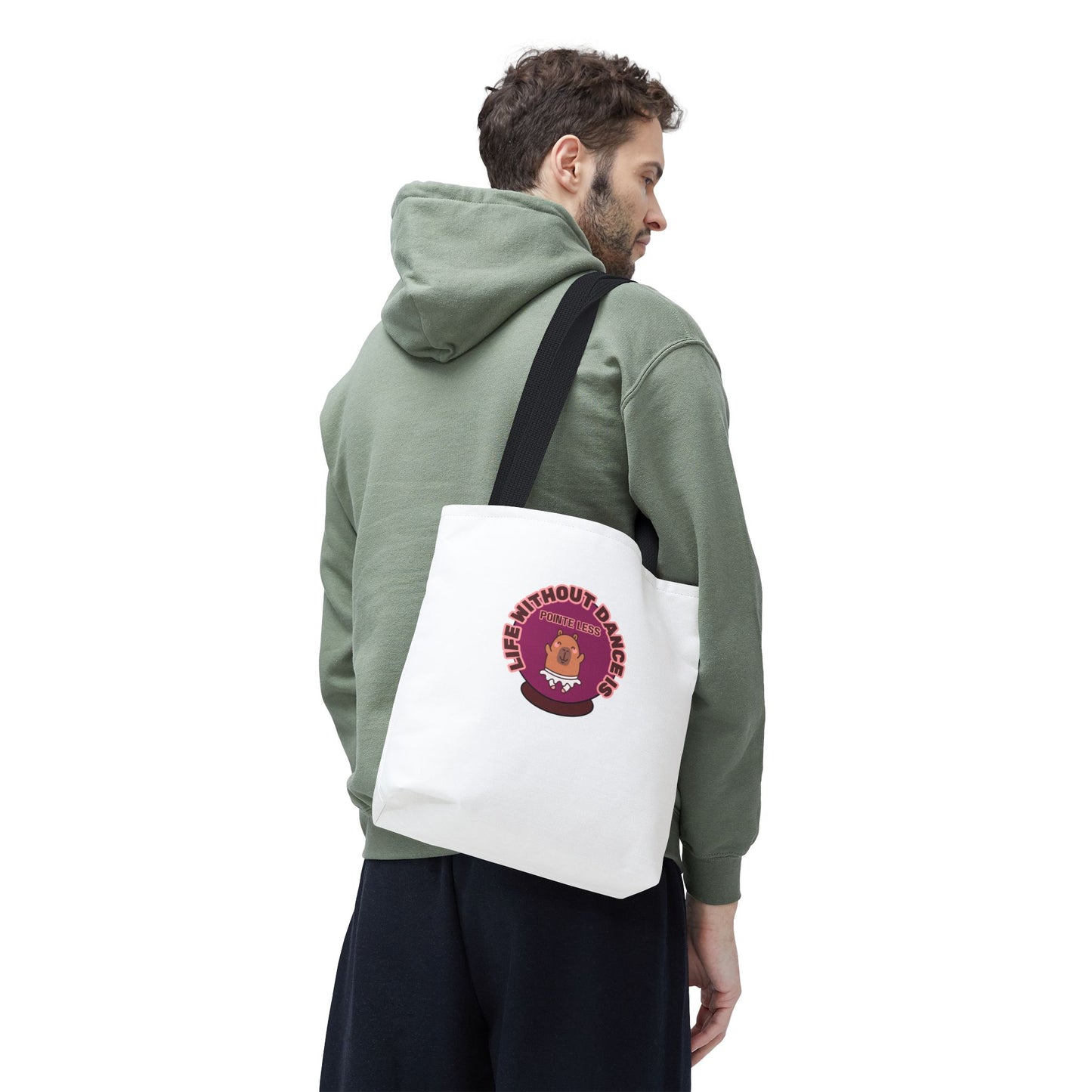 "Life Without Dance Is Pointeless" Capybara Canvas Tote Bag – Funny Dance Pun Tote for Dancers & Animal Lovers
