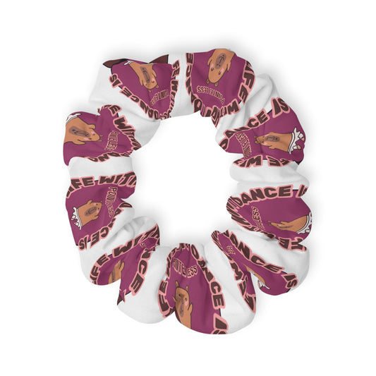 “Life Without Dance Is Pointeless” Scrunchie – Funny Ballet Pun Hair Accessory with Cute Dancing Capybara Graphic