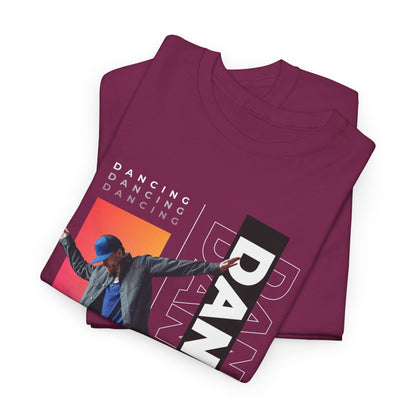 “Dancing” Streetwear-Inspired Male Dancer Unisex Heavy Cotton Tee – Urban Dance Graphic T-Shirt for Performers and Dance Lovers