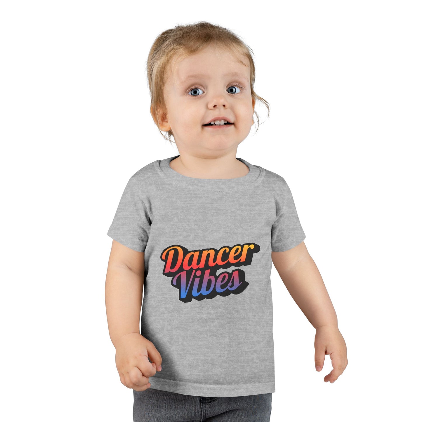 "Dancer Vibes" Toddler Dance T-Shirt – Colorful Text Graphic Short Sleeve Tee for Kids