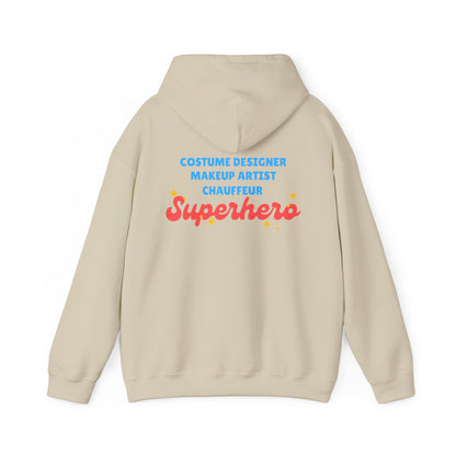 "Dance Mom" Superhero Hoodie – Floral Front Graphic & Fun Back Design | Unisex Hooded Sweatshirt for Proud Dance Parents
