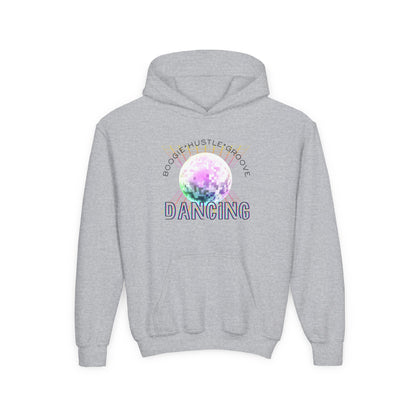 "Boogie, Hustle, Groove - Dancing" Streetwear Dance Graphic – Youth Heavy Blend Hooded Sweatshirt