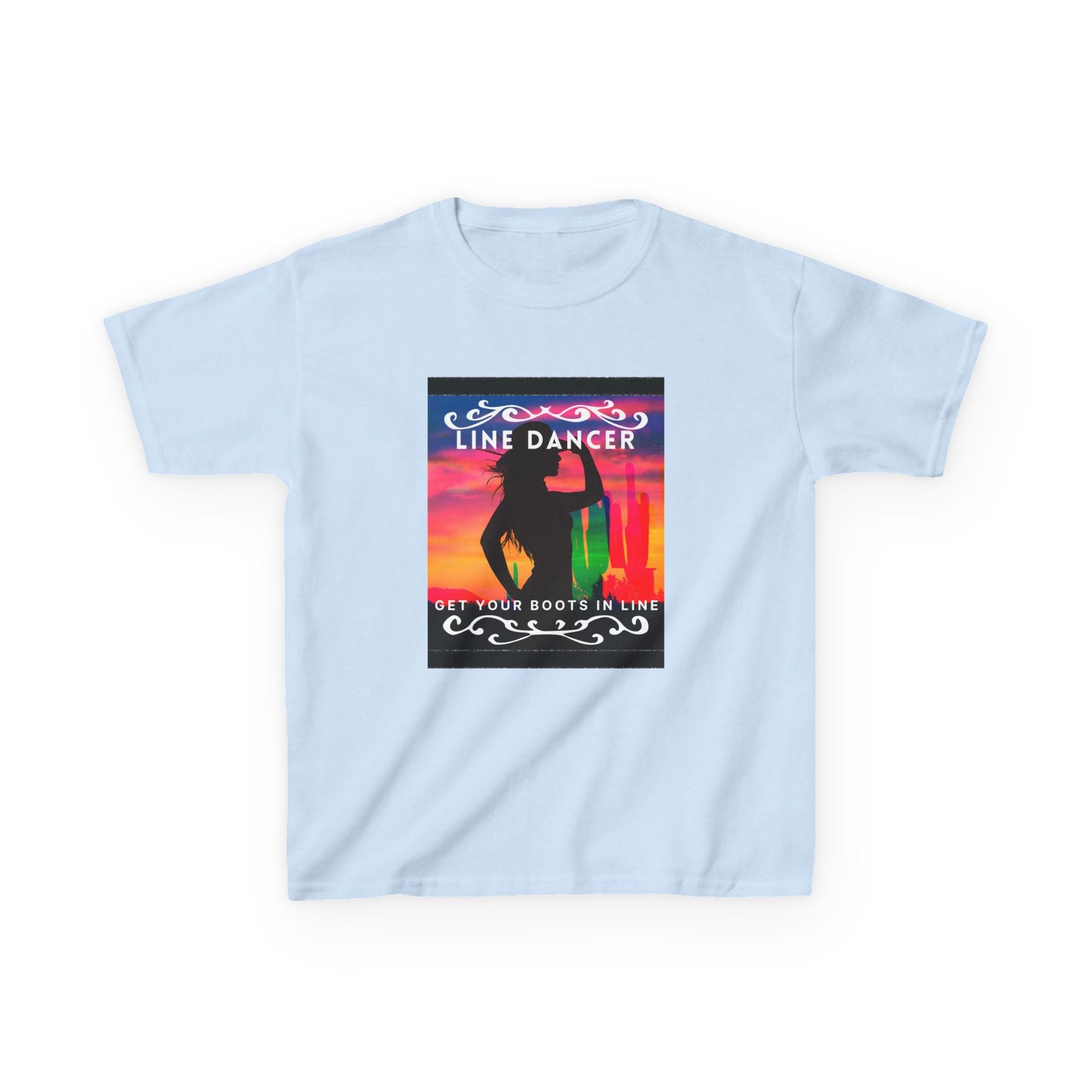 "Line Dancer – Get Your Boots in Line" Youth Short Sleeve Tee – Western-Inspired Country Dance Shirt for Kids