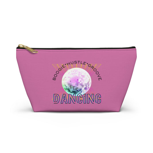 "Boogie, Hustle, Groove - Dancing" Retro Dance-Inspired Makeup Bag | Funky Bold Accessory Pouch for Dancers