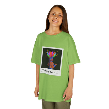 "Shake It Like a..." Youth Short Sleeve Tee – Carnival-Inspired Samba Dancer Graphic Dance Shirt for Kids