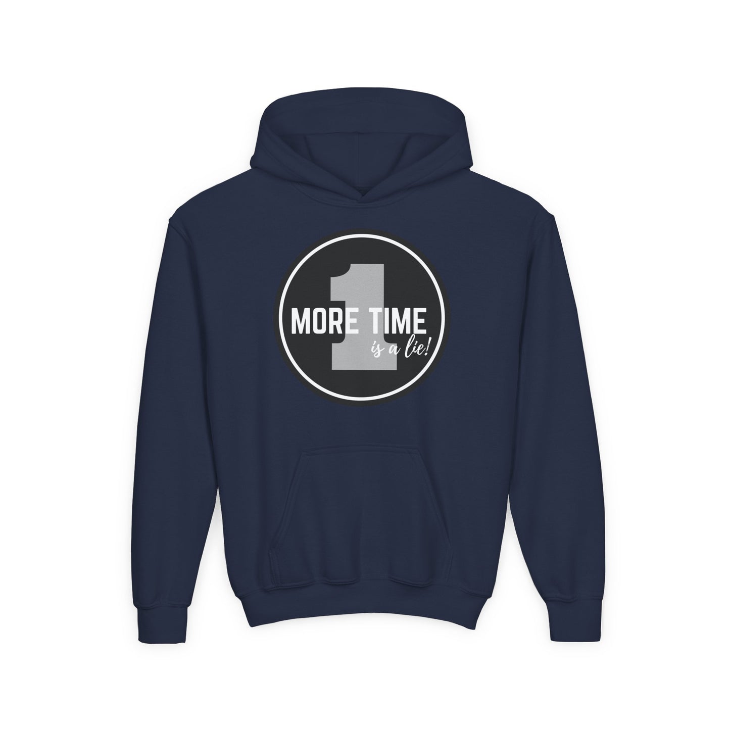 "One More Time Is a Lie" Youth Hooded Sweatshirt – Bold Dance Emblem Graphic Hoodie for Kids and Teens