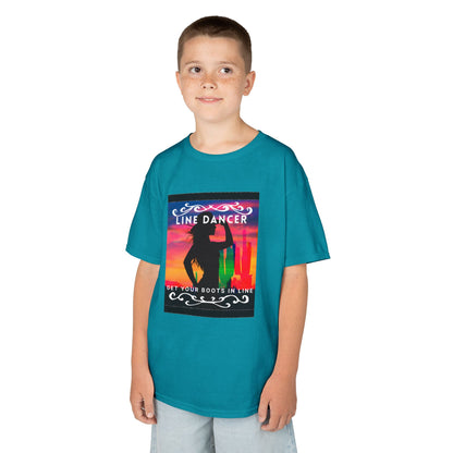 "Line Dancer – Get Your Boots in Line" Youth Short Sleeve Tee – Western-Inspired Country Dance Shirt for Kids
