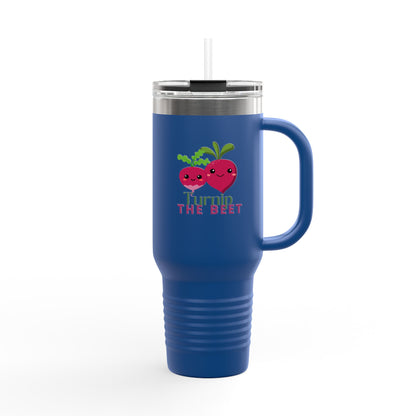 "Turnip the Beet" 40oz Insulated Travel Mug – Cute Veggie Dance Pun Tumbler for Music & Dance Lovers | Jete Shop 🥬🎶✨