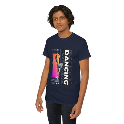 “Dancing” Streetwear-Inspired Female Dancer Unisex Heavy Cotton Tee – Urban Dance Graphic T-Shirt for Performers and Dance Lovers