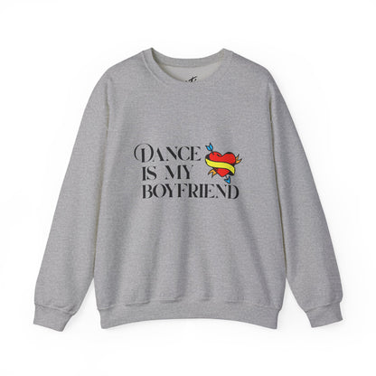 Dance Is My Boyfriend Unisex Crewneck Sweatshirt – Cute Heart Tattoo Graphic Dance Lover Pullover
