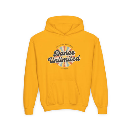 "Dance Unlimited - Potential & Growth" Youth Hooded Sweatshirt – Retro Dance Graphic Hoodie for Kids and Teens