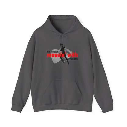 “Ain’t Nobody Messin’ with My Click” Tap Dance Graphic with Tap Shoes & Dancer | Streetwear-Inspired Tap Dancing Hoodie for Dancers - Unisex Heavy Blend™ Hooded Sweatshirt