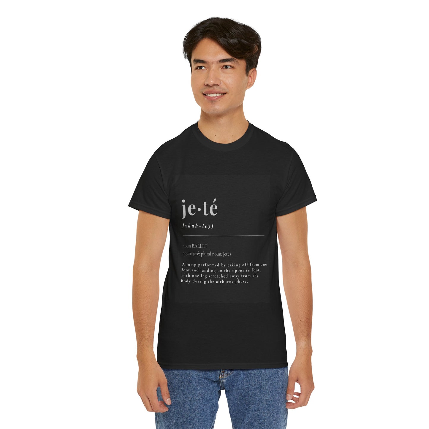 “Jeté Definition” Ballet Dance T-Shirt – Unisex Heavy Cotton Tee with Optional Back Personalization (Name or Studio)