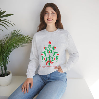 "Christmas Tree Dancer Silhouette" ADULT SWEATSHIRT Unisex Heavy Blend Crewneck – Festive Ballet & Dance Holiday Sweatshirt for Dancers, Teachers, and Studios