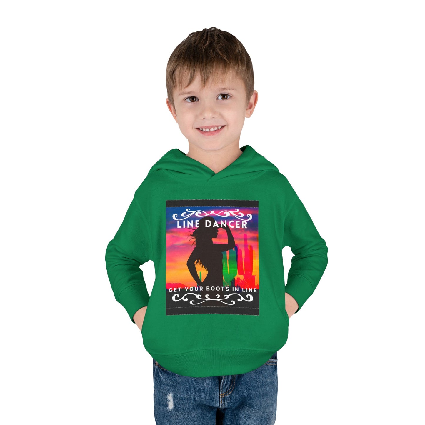 "Line Dancer, Get Your Boots in Line" Streetwear Dance Graphic – Toddler Pullover Hoodie