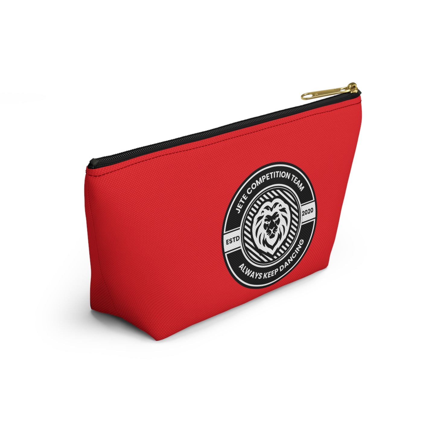 "Jeté Competition Team Always Keep Dancing" Makeup Bag – Collegiate-Inspired Dance Graphic – Team Dance Zipper Pouch for Cosmetics, Accessories & Recital Gifts