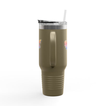 "Dancer Vibes" 40oz Insulated Travel Mug – Retro-Inspired Stainless Steel Tumbler for Dance Lovers | Hot & Cold Beverage Travel Cup with Handle and Leak-Proof Lid