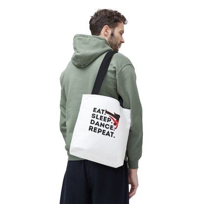 "Eat Sleep Dance Repeat" B-Boy Canvas Tote Bag – Hip-Hop Dancer Graphic Dance Tote for Everyday Use