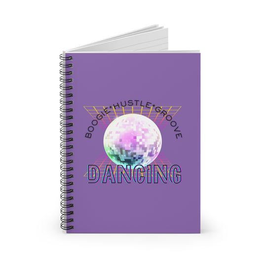 "Boogie, Hustle, Groove – Dancing" Spiral Notebook – Streetwear-Inspired Dance Journal with Colorful Dancer Graphic for Hip Hop Dancers, Students & Creatives