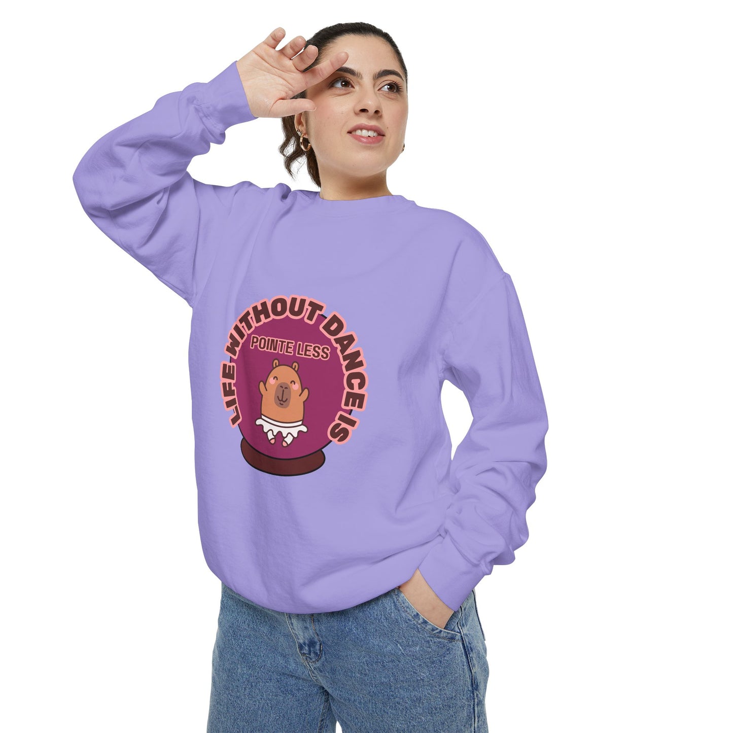"Life Without Dance Is Pointeless" Unisex Lightweight Crewneck Sweatshirt – Bold Retro Ballet Pun Graphic Pullover for Dancers & Dance Lovers