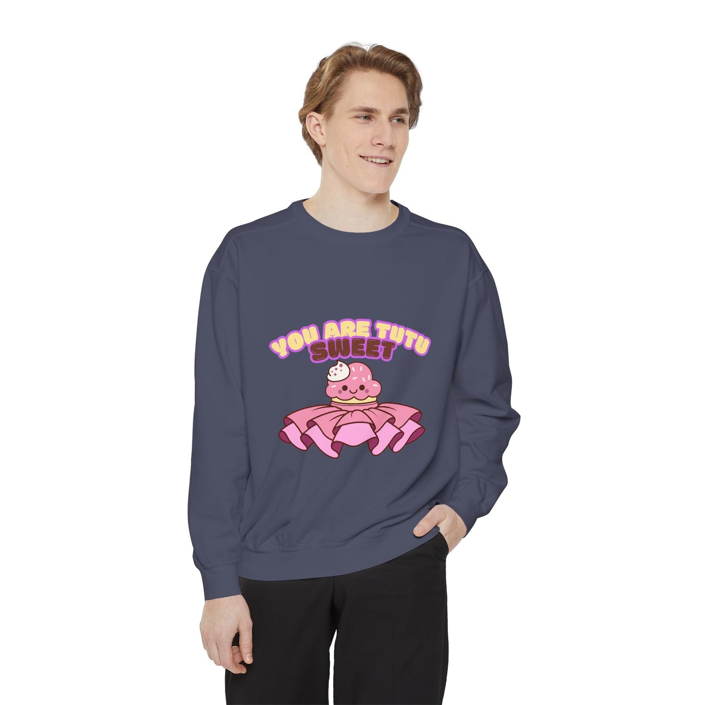 "You Are Tutu Sweet" Unisex Lightweight Crewneck Sweatshirt – Kawaii Cupcake in a Tutu Graphic Pullover for Ballet & Dance Lovers