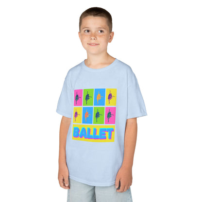 "Ballet" Youth Short Sleeve T-Shirt – Pop Art Inspired Design with Ballet Dancer Graphics – Dance Apparel for Kids