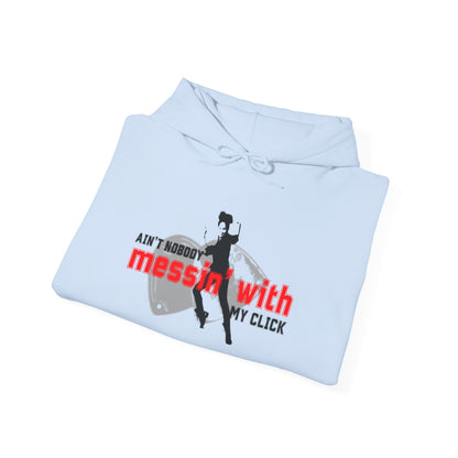 “Ain’t Nobody Messin’ with My Click” Tap Dance Graphic with Tap Shoes & Dancer | Streetwear-Inspired Tap Dancing Hoodie for Dancers - Unisex Heavy Blend™ Hooded Sweatshirt