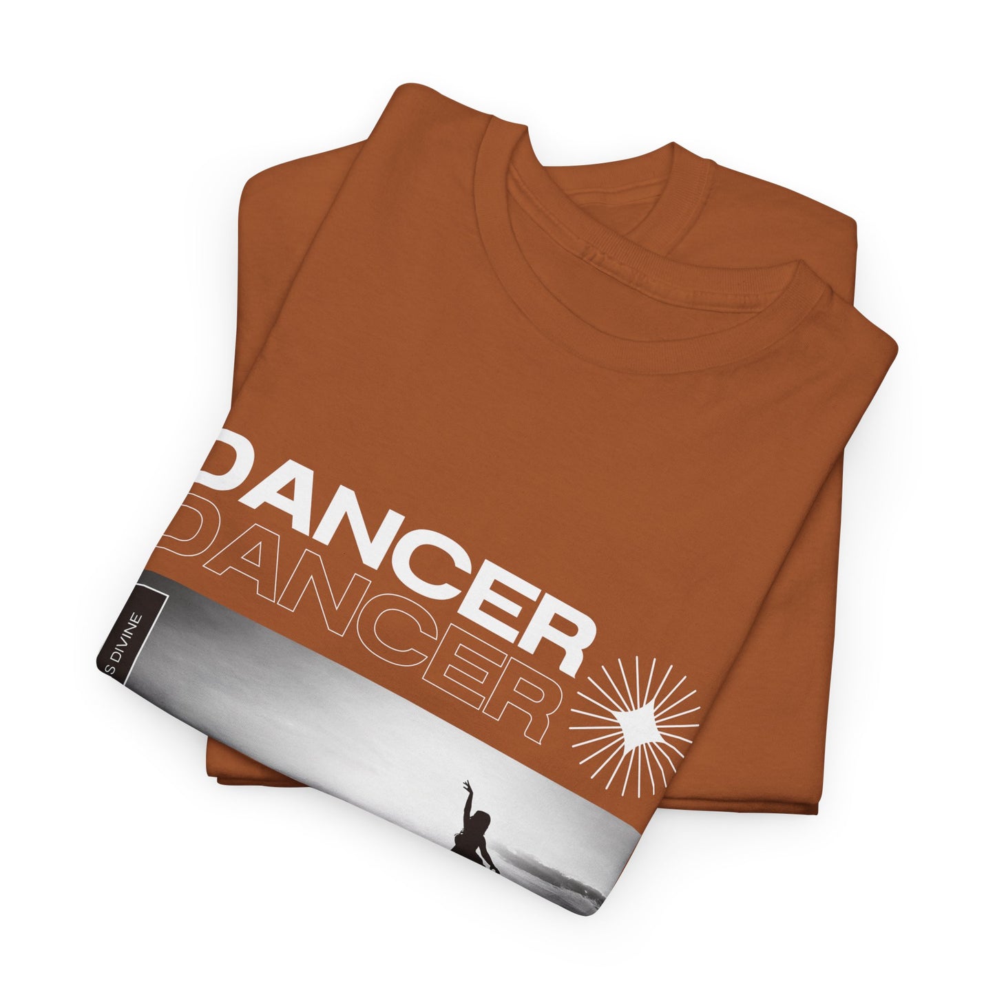 "Dancer" Arabesque Beach Scene Unisex Heavy Cotton Tee – Streetwear-Inspired Ballet Dance Graphic T-Shirt