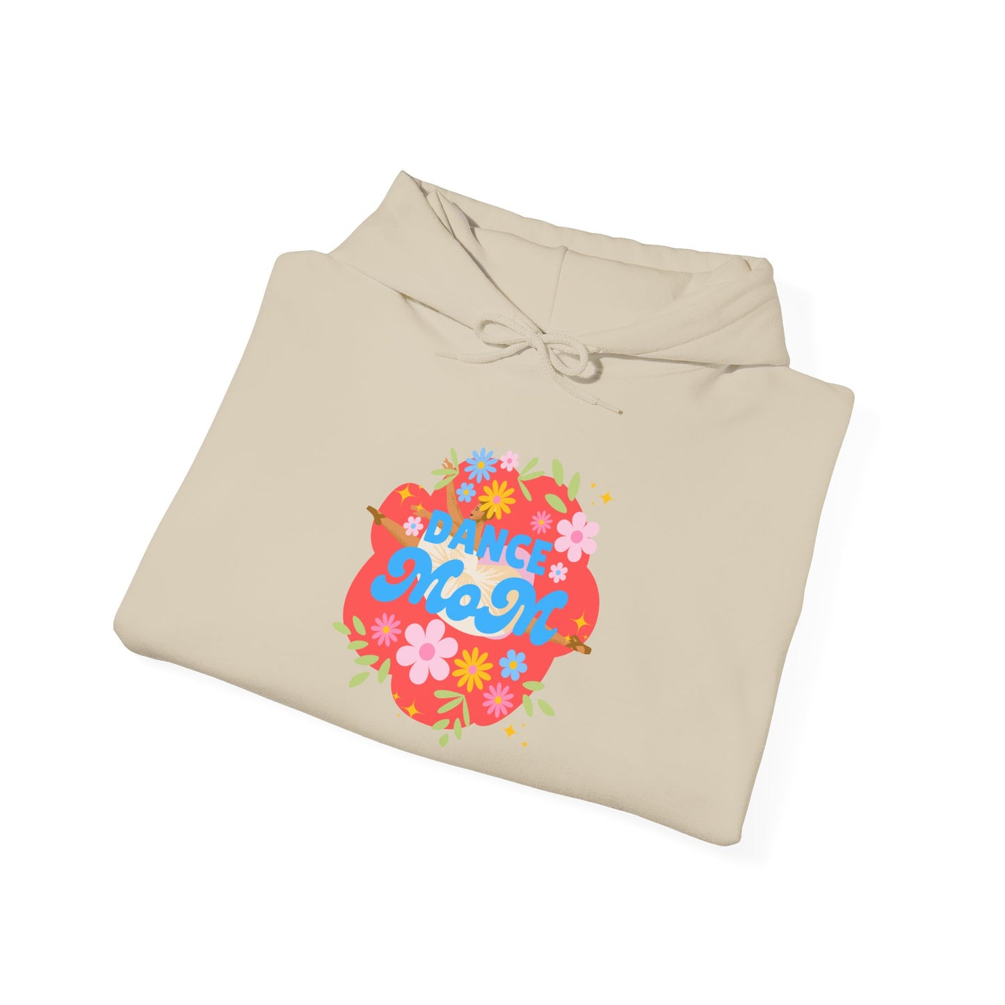 "Dance Mom" Superhero Hoodie – Floral Front Graphic & Fun Back Design | Unisex Hooded Sweatshirt for Proud Dance Parents