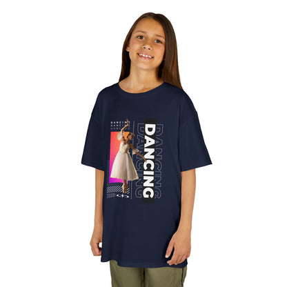 “Dancing” Youth Short Sleeve T-Shirt – Streetwear-Inspired Female Dancer Graphic – Trendy Kids Dance T-Shirt for Girls